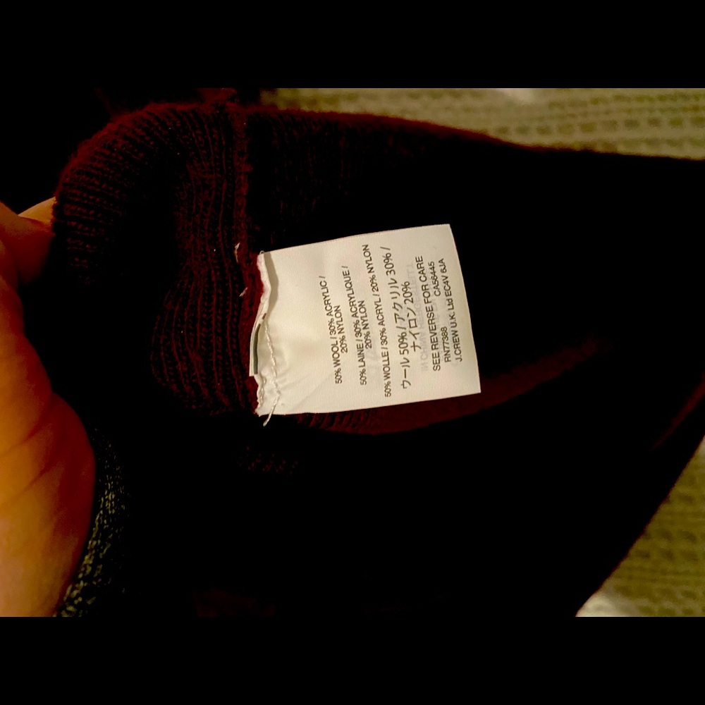 J . Crew Peplum Bell Sleeve V-Neck Wool Blend Sweater - Sz S - Cabernet Red - Picture 6 of 8